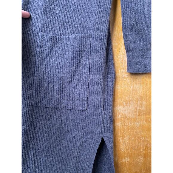 Barefoot Dreams Gray Duster Cardigan Maxi Pockets Slits CozyChic Lite Open Sz S - Picture 7 of 7